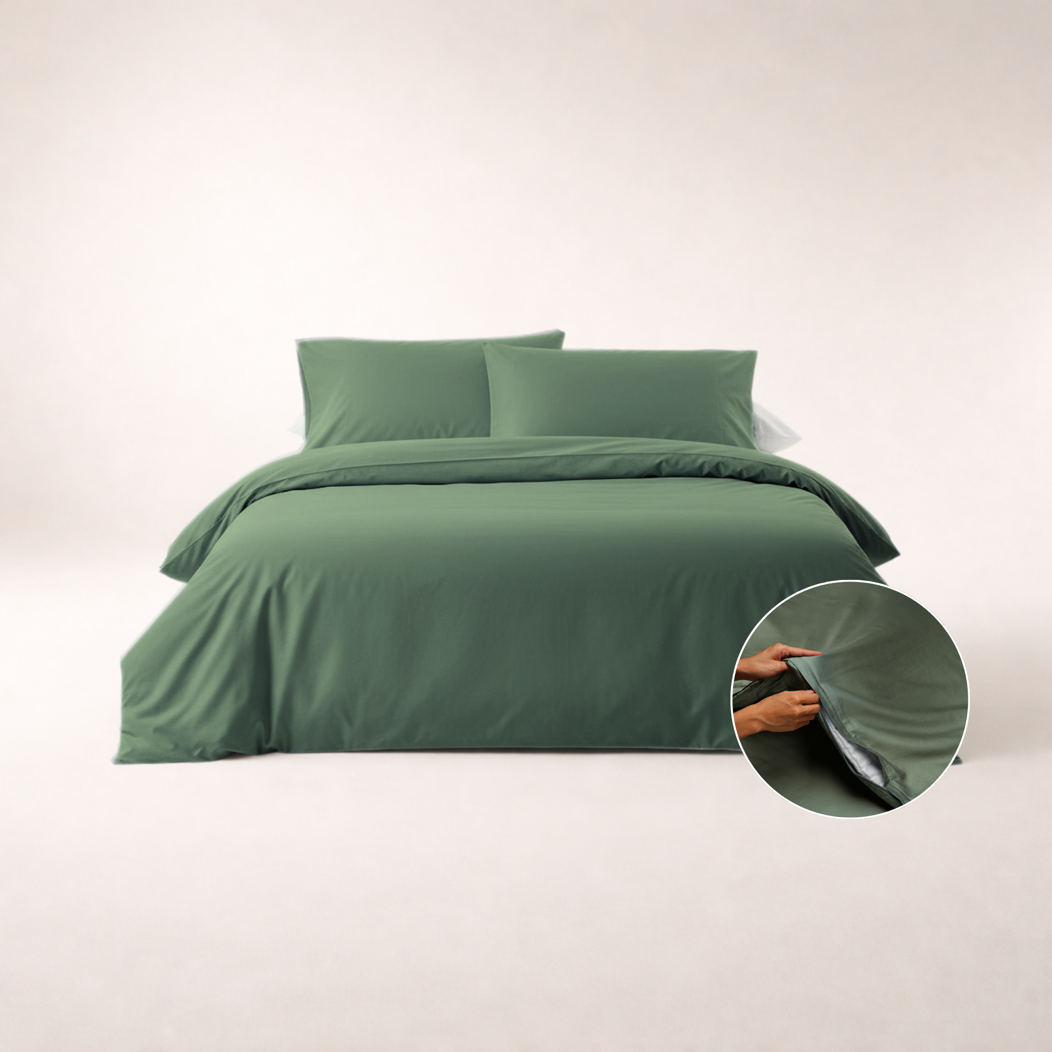 Dekbedovertrek met rits olijf groen katoen satijn – 300TC
