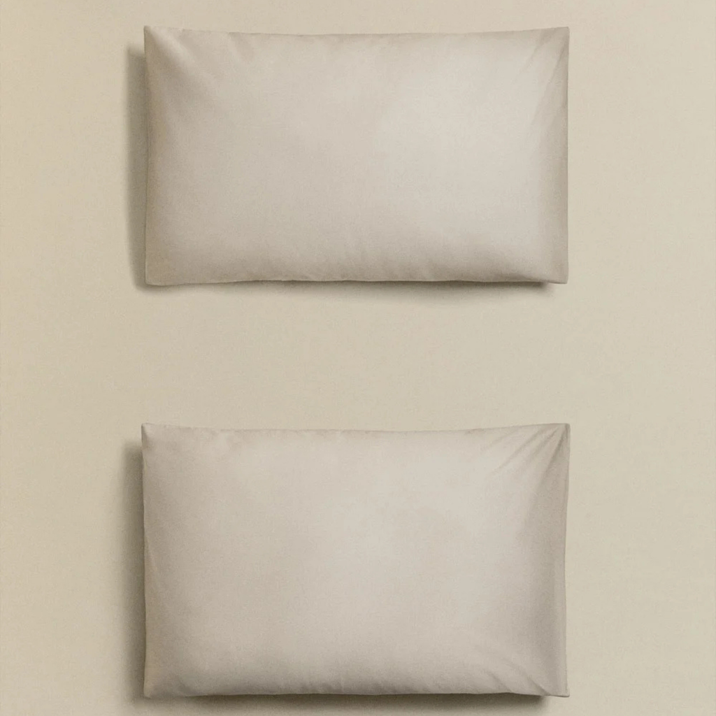 Kussenslopen zand beige katoensatijn set per 2