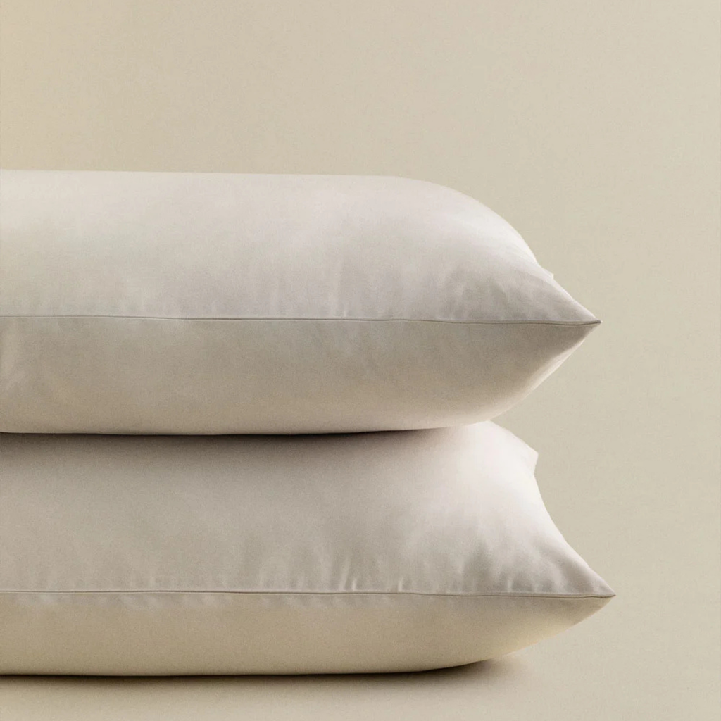 Kussenslopen zand beige katoensatijn set per 2