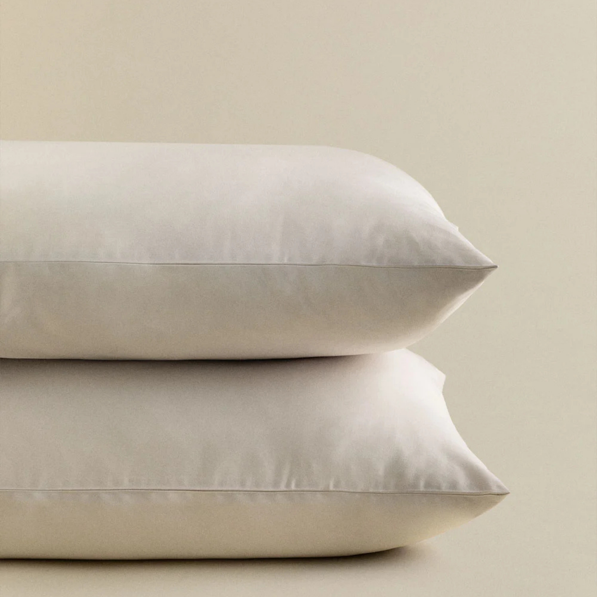 Kussenslopen zand beige katoensatijn set per 2