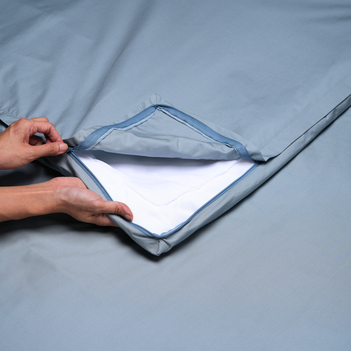 Dekbedovertrek met rits licht blauw katoen perkal – 200TC